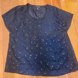 Beaded Black Silk Top